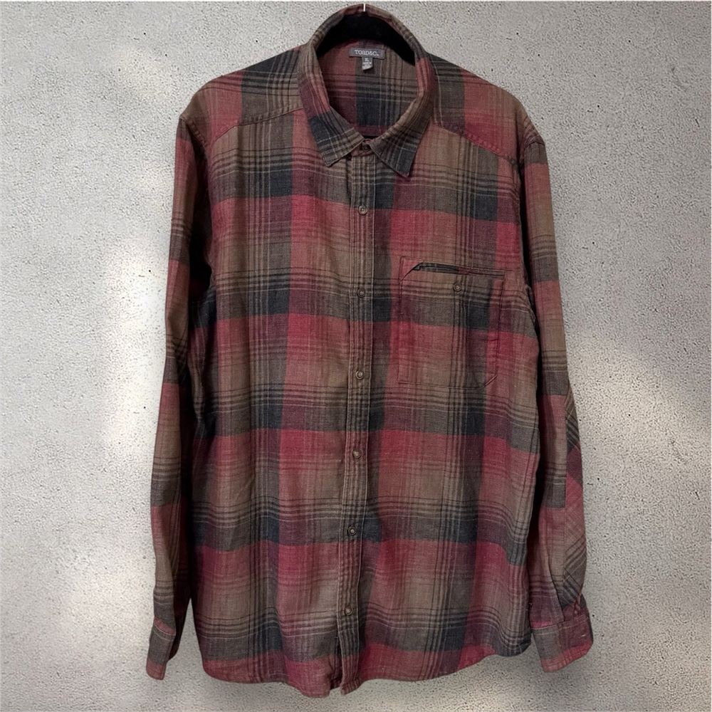 Men’s Toad&Co Singlejack Long Sleeve Shirt Lightweight Plaid Flannel Size XL
